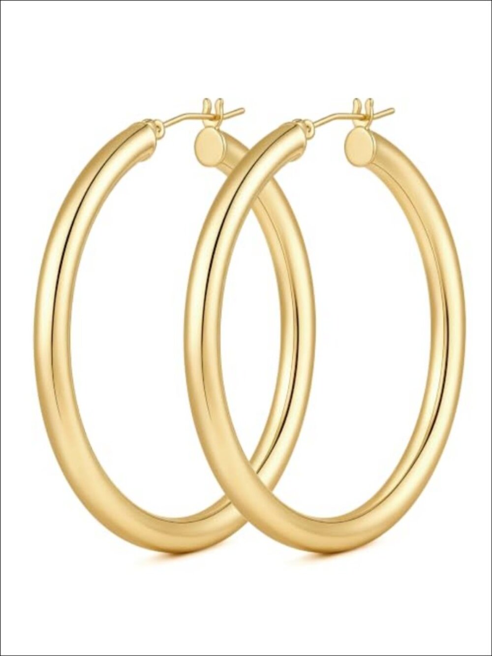 Gold Plated Hoop Earrings Latch Back Lightweight Statement
